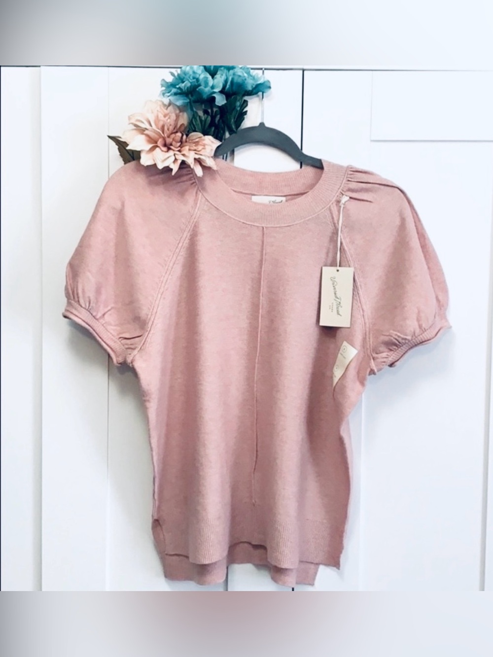 SML Pink Rushed Short Sleeve Soft Top NEW!